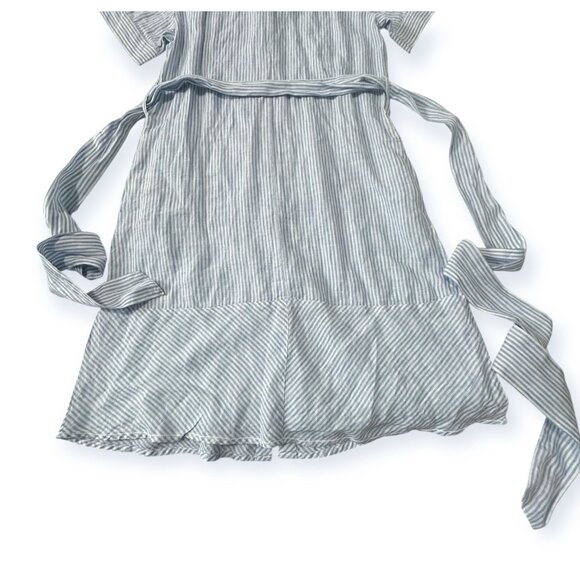 SAINT JAMES Christina Linen Striped Shirt Dress, Blue/white, Size 8 US/40 FR(EU) - Picture 12 of 16